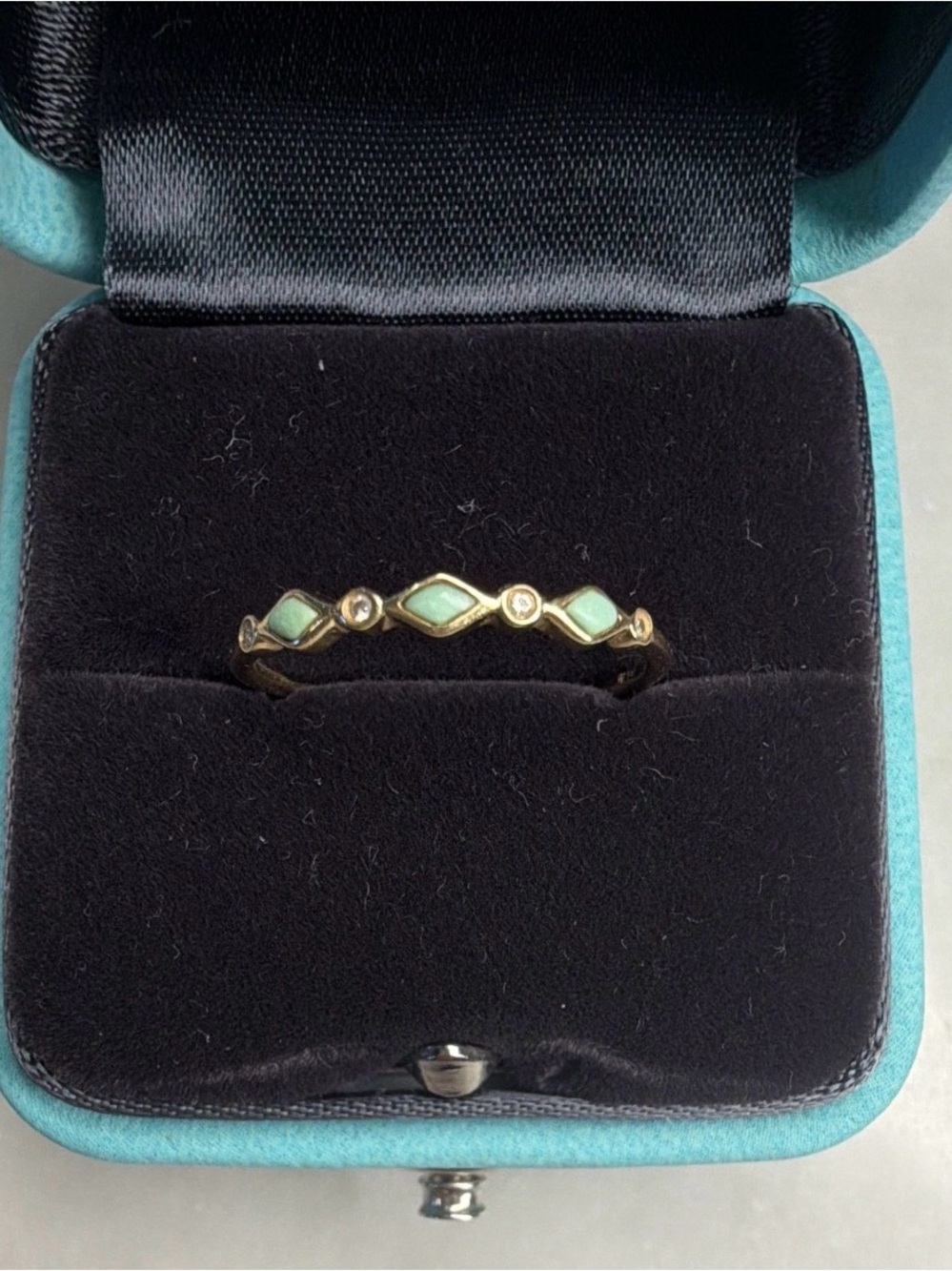 Sydney Evan Gold Turquoise and Diamond Bezel Bar Ring
